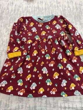 Little Bird By Jools Oliver Burgundy Mushroom Sweatshirt Dress 2-3Y